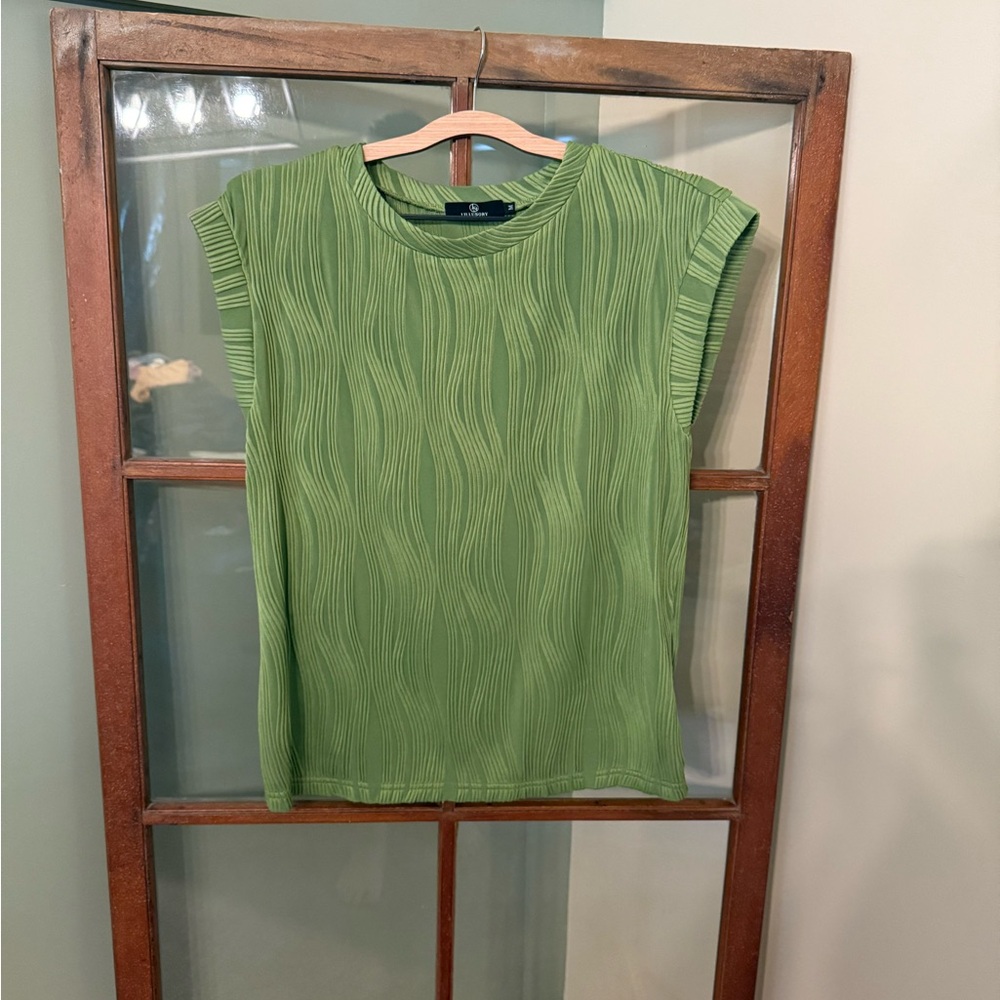 Green Ribbed Boxy Short Sleeve Tee
